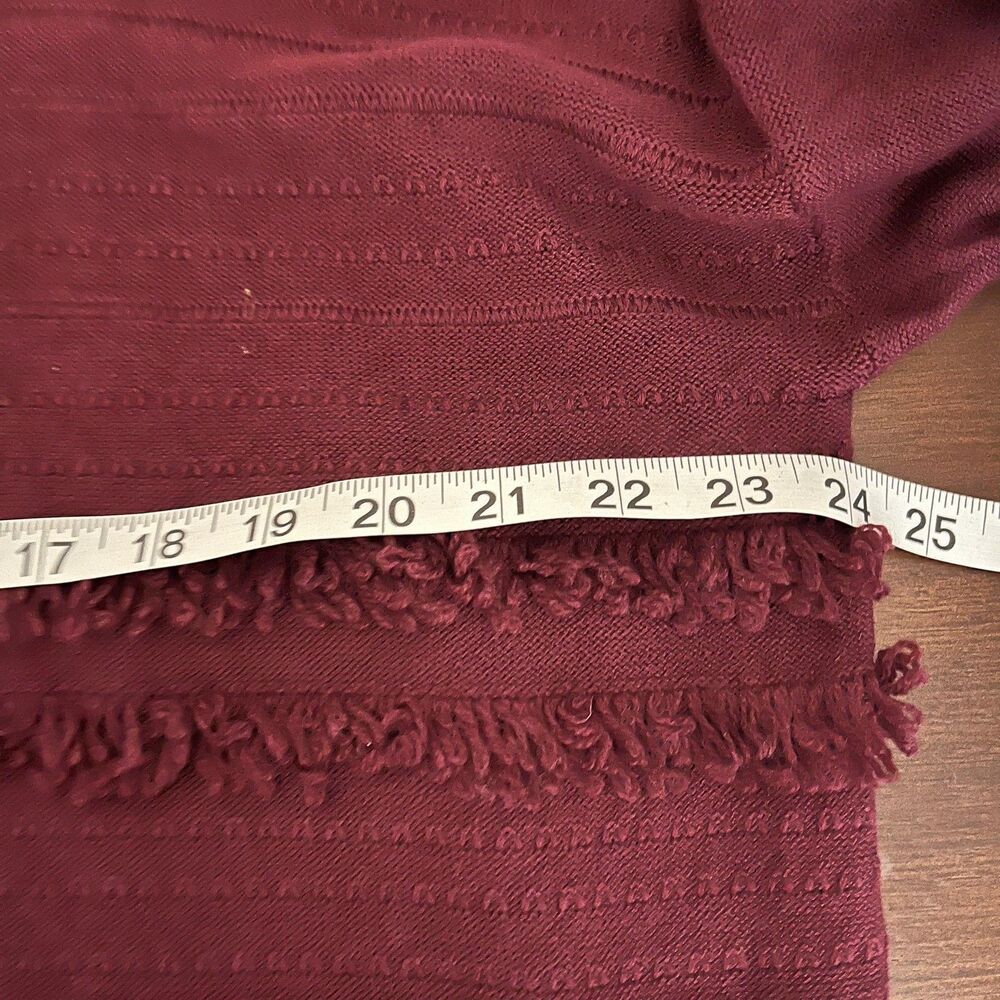 J Jill Sweater Womens MP Red Bordeaux Fringe Stripe Boat Neck Knit Pullover - Picture 5 of 6